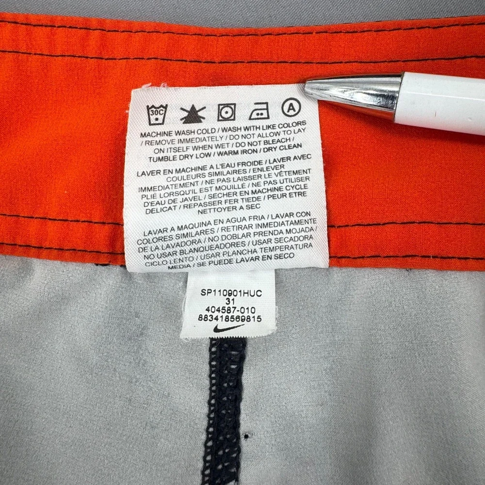 Nike 6.0 Mens Board Shorts Black Orange Yellow Size 31 404587-010 Surf Swimwear